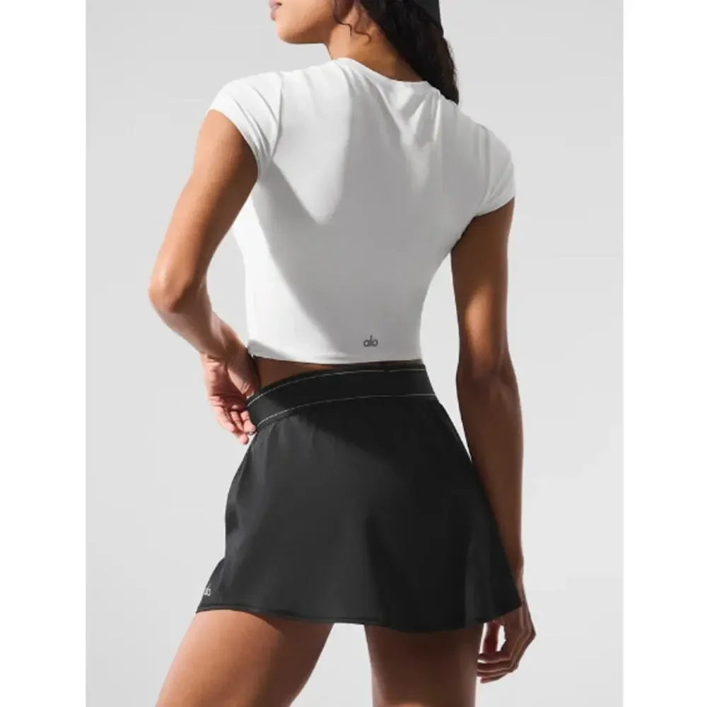 Alo Yoga White Alosoft Crop Finesse Short Sleeve Tee Size S
